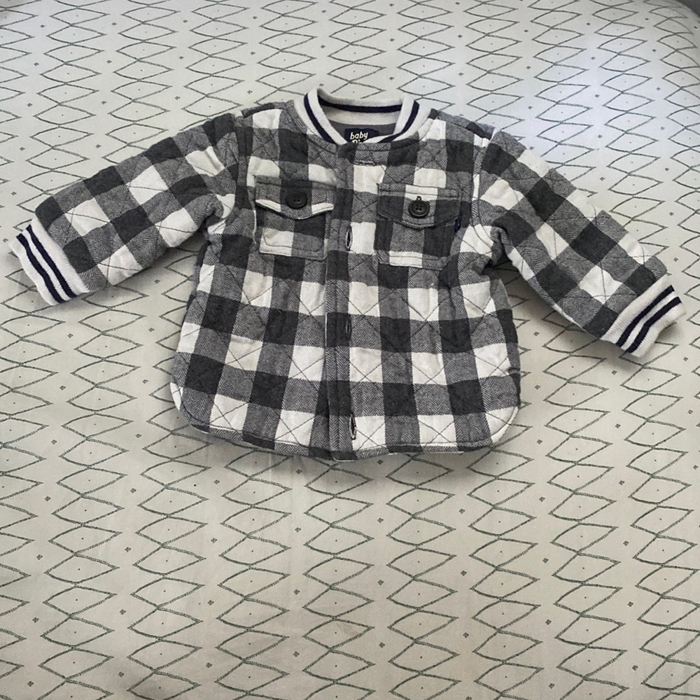 Black and White checkered button up baby jacket